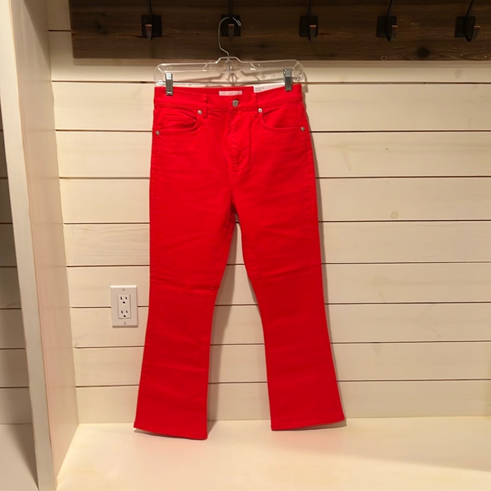 NWT LOFT kick crop high rise jean in red, size 25